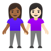 👩🏾‍🤝‍👩🏻 Emoji Duas Mulheres De Mãos Dadas: Pele Morena Escura E Pele Clara na Google Android 12L.