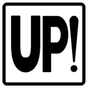 🆙 Emoji Schriftzug „UP!“ im blauen Quadrat Google Android 4.3.
