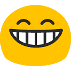 Emoji 😁 Faccina Raggiante Con Occhi Felici su Google Android 4.4.