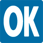 🆗 Emoji Großbuchstaben OK in blauem Quadrat Google Android 4.4.