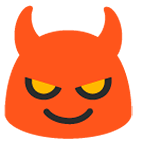 Emoji 😈 Faccina Con Sorriso E Corna su Google Android 5.0.