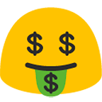 Emoji 🤑 Faccina Avida Di Denaro su Google Android 6.0.1.