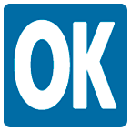 🆗 Emoji Großbuchstaben OK in blauem Quadrat Google Android 6.0.1.