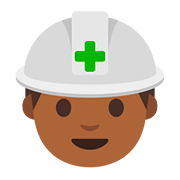 👷🏾 Emoji Trabalhador De Construção Civil: Pele Morena Escura na Google Android 7.0.