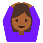 🙆🏾 Emoji Person mit Händen auf dem Kopf: mitteldunkle Hautfarbe Google Android 7.0.