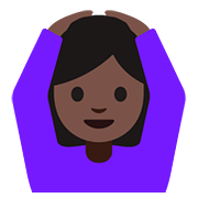 🙆🏿 Emoji Person mit Händen auf dem Kopf: dunkle Hautfarbe Google Android 7.0.