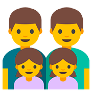 👨‍👨‍👧‍👧 Emoji Familie: Mann, Mann, Mädchen und Mädchen Google Android 7.0.