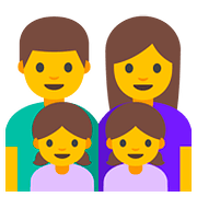 👨‍👩‍👧‍👧 Emoji Familie: Mann, Frau, Mädchen und Mädchen Google Android 7.0.