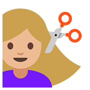 💇🏼 Emoji Persona Cortándose El Pelo: Tono De Piel Claro Medio en Google Android 7.0.