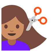 💇🏽 Emoji Persona Cortándose El Pelo: Tono De Piel Medio en Google Android 7.0.