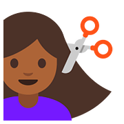 💇🏾 Emoji Persona Cortándose El Pelo: Tono De Piel Oscuro Medio en Google Android 7.0.