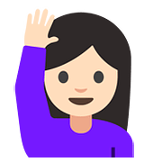 Émoji 🙋🏻 Personne Qui Lève La Main : Peau Claire sur Google Android 7.0.