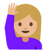 Emoji 🙋🏼 Persona Con Mano Alzata: Carnagione Abbastanza Chiara su Google Android 7.0.