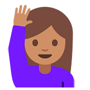 Emoji 🙋🏽 Persona Con Mano Alzata: Carnagione Olivastra su Google Android 7.0.