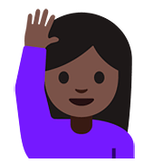 🙋🏿 Emoji Pessoa Levantando A Mão: Pele Escura na Google Android 7.0.