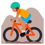 🚵🏽 Emoji Pessoa Fazendo Mountain Bike: Pele Morena na Google Android 7.0.