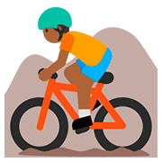 🚵🏾 Emoji Pessoa Fazendo Mountain Bike: Pele Morena Escura na Google Android 7.0.