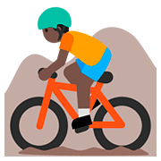 🚵🏿 Emoji Pessoa Fazendo Mountain Bike: Pele Escura na Google Android 7.0.