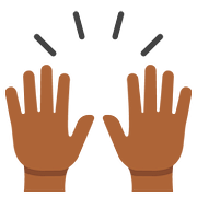 Emoji 🙌🏾 Mani Alzate: Carnagione Abbastanza Scura su Google Android 7.0.