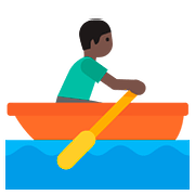 Émoji 🚣🏿 Personne Ramant Dans Une Barque : Peau Foncée sur Google Android 7.0.