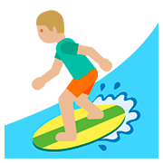 Emoji 🏄🏼 Persona Che Fa Surf: Carnagione Abbastanza Chiara su Google Android 7.0.