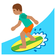 Émoji 🏄🏽 Personne Faisant Du Surf : Peau Légèrement Mate sur Google Android 7.0.