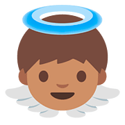👼🏽 Emoji Bebé ángel: Tono De Piel Medio en Google Android 7.1.