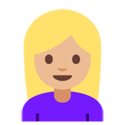 Émoji 👱🏼‍♀️ Femme Blonde : Peau Moyennement Claire sur Google Android 7.1.