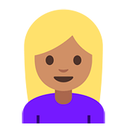👱🏽‍♀️ Emoji Frau: mittlere Hautfarbe, blond Google Android 7.1.