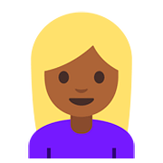 👱🏾‍♀️ Emoji Frau: mitteldunkle Hautfarbe, blond Google Android 7.1.
