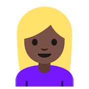 Émoji 👱🏿‍♀️ Femme Blonde : Peau Foncée sur Google Android 7.1.