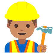 👷🏽 Emoji Trabalhador De Construção Civil: Pele Morena na Google Android 7.1.