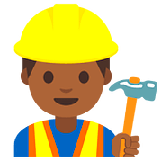 👷🏾 Emoji Trabalhador De Construção Civil: Pele Morena Escura na Google Android 7.1.