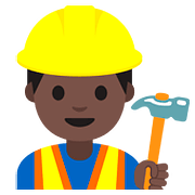 👷🏿 Emoji Trabalhador De Construção Civil: Pele Escura na Google Android 7.1.