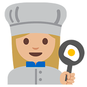 Émoji 👩🏼‍🍳 Cuisinière : Peau Moyennement Claire sur Google Android 7.1.