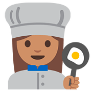 Émoji 👩🏽‍🍳 Cuisinière : Peau Légèrement Mate sur Google Android 7.1.