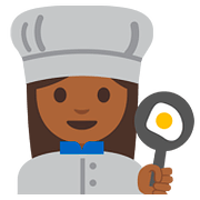 Emoji 👩🏾‍🍳 Cuoca: Carnagione Abbastanza Scura su Google Android 7.1.