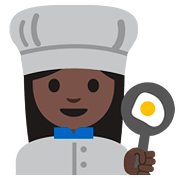 Emoji 👩🏿‍🍳 Cuoca: Carnagione Scura su Google Android 7.1.