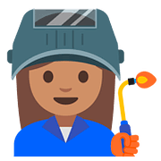 Emoji 👩🏽‍🏭 Operaia: Carnagione Olivastra su Google Android 7.1.