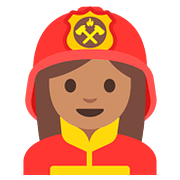 Émoji 👩🏽‍🚒 Pompier Femme : Peau Légèrement Mate sur Google Android 7.1.