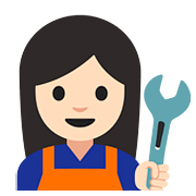 Emoji 👩🏻‍🔧 Meccanico Donna: Carnagione Chiara su Google Android 7.1.