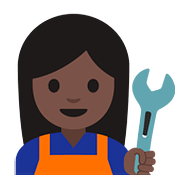 Emoji 👩🏿‍🔧 Meccanico Donna: Carnagione Scura su Google Android 7.1.