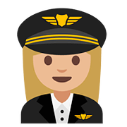 Émoji 👩🏼‍✈️ Pilote Femme : Peau Moyennement Claire sur Google Android 7.1.