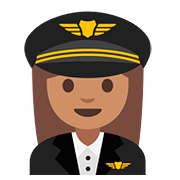 Émoji 👩🏽‍✈️ Pilote Femme : Peau Légèrement Mate sur Google Android 7.1.