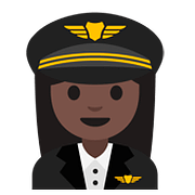 👩🏿‍✈️ Emoji Piloto De Avião Mulher: Pele Escura na Google Android 7.1.