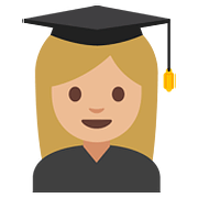 Emoji 👩🏼‍🎓 Studentessa: Carnagione Abbastanza Chiara su Google Android 7.1.