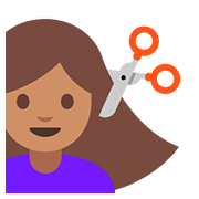 Émoji 💇🏽 Personne Qui Se Fait Couper Les Cheveux : Peau Légèrement Mate sur Google Android 7.1.