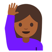 Emoji 🙋🏾 Persona Con Mano Alzata: Carnagione Abbastanza Scura su Google Android 7.1.