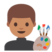 Emoji 👨🏽‍🎨 Artista Uomo: Carnagione Olivastra su Google Android 7.1.
