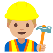👷🏼‍♂️ Emoji Bauarbeiter: mittelhelle Hautfarbe Google Android 7.1.